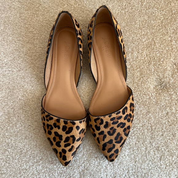 J Crew leopard print calf hair d’Orsay pointed toes flats - Picture 1 of 7